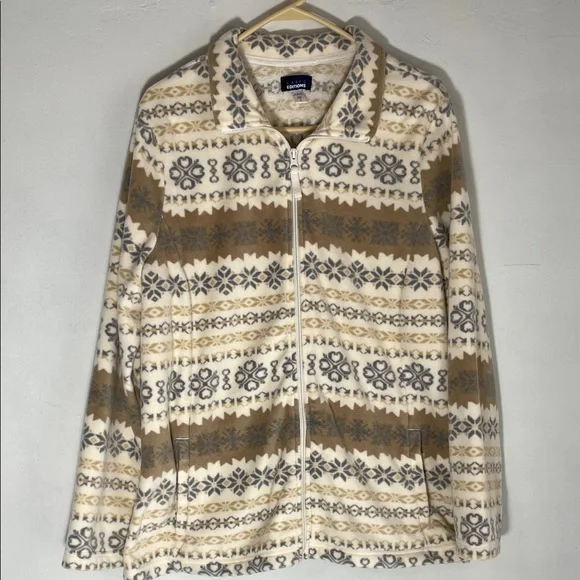 Basic Editions Fair-isle Patterned Fleece Shirt Jacket XL - Picture 4 of 11